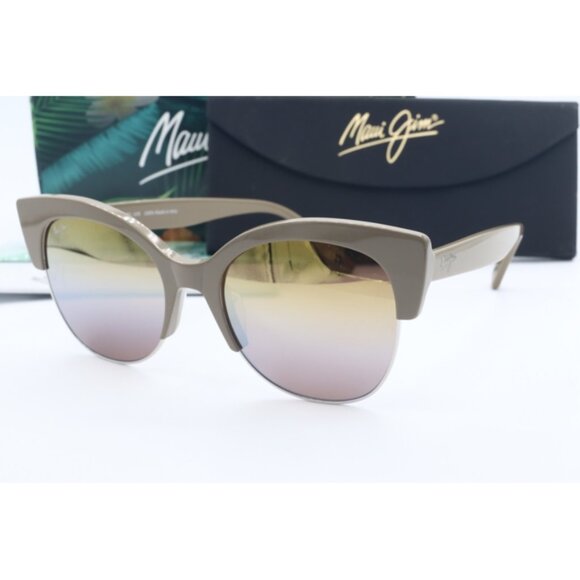 Maui Jim Mariposa MJ 817-24F Biege Cat Eye Sunglasses Maui Rose polarized Lenses - Picture 1 of 5